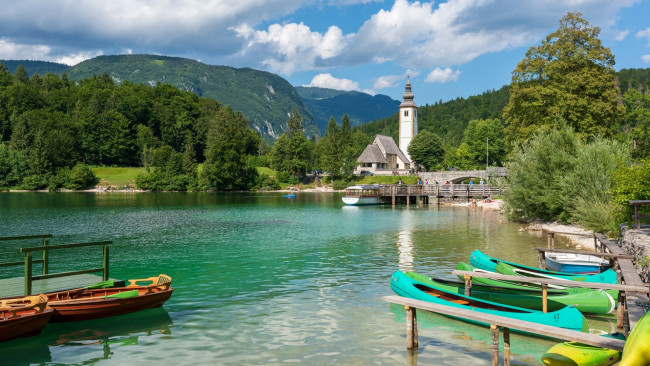 Обои картинки фото bohinj lake, slovenia, корабли, лодки,  шлюпки, bohinj, lake