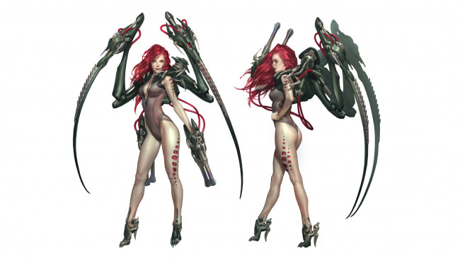 Обои картинки фото фэнтези, роботы,  киборги,  механизмы, девушка, с, оружием