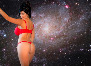 обоя девушки, denise milani, брюнетка, белье, космос, звезды, галактика