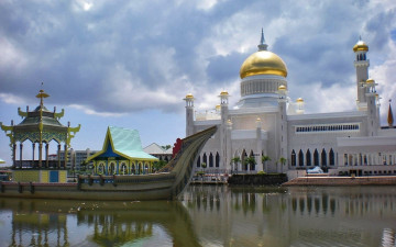 Картинка omar ali saifuddin mosque brunei города мечети медресе