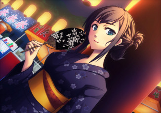 Картинка by yumemizuki аниме *unknown другое девушка кимоно веер