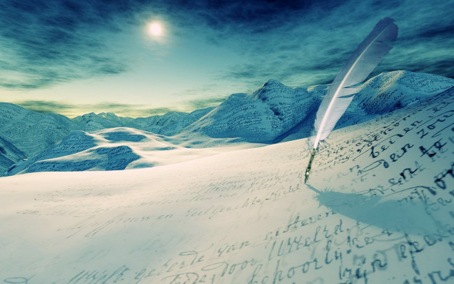 Обои картинки фото vacation, letters, разное, компьютерный, дизайн, буквы, небо, перо, горы