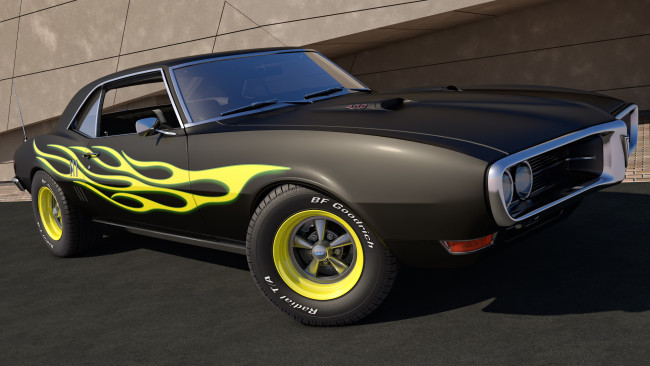 Обои картинки фото автомобили, 3д, 400, firebird, pontiac, 1968