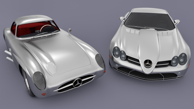 Обои картинки фото автомобили, 3д, mercedes, benz, slr, mix