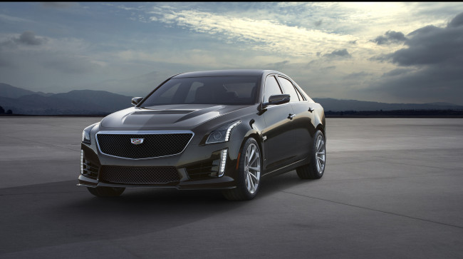 Обои картинки фото автомобили, cadillac, темный, cts-v, 2016г