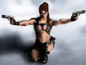 Картинка рисованное комиксы пистолет взгляд фон девушка