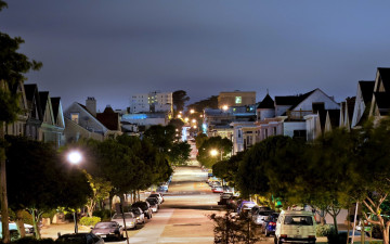 Картинка города сан-франциско+ сша деревья улица фонари