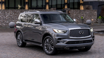 обоя infiniti qx80 2018, автомобили, infiniti, qx80, серый, 2018, внедорожник