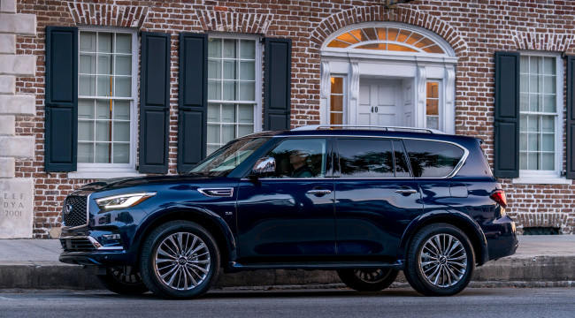 Обои картинки фото infiniti qx80 2018, автомобили, infiniti, 2018, blue, hermosa, color, qx80
