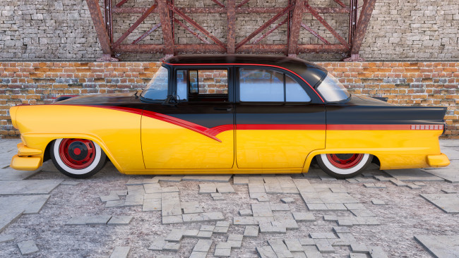 Обои картинки фото автомобили, 3д, ford, 1956, г