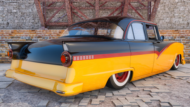 Обои картинки фото автомобили, 3д, ford, 1956, г