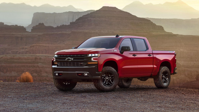 Обои картинки фото chevrolet silverado 2019, автомобили, chevrolet, внедорожник, silverado, 2019, красный
