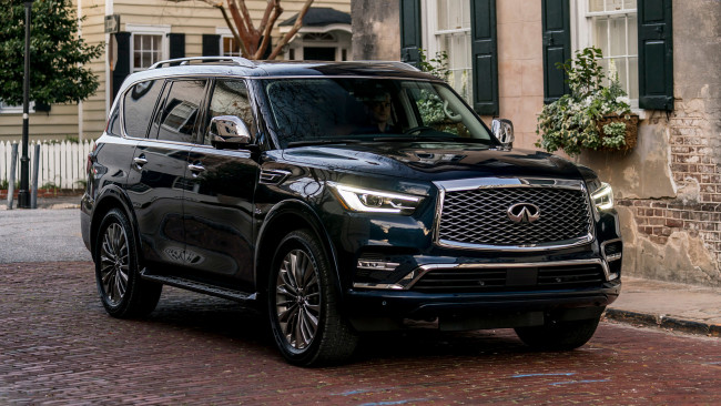 Обои картинки фото infiniti qx80 2018, автомобили, infiniti, color, qx80, 2018, blue, hermosa
