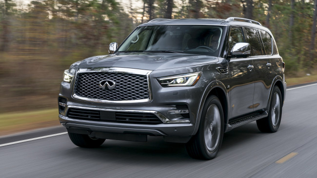 Обои картинки фото infiniti qx80 2018, автомобили, infiniti, qx80, 2018, внедорожник, серый