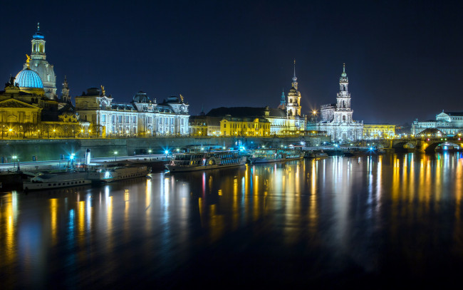 Обои картинки фото города, дрезден , германия, суда, пристань, здания, река
