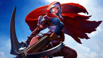 Картинка аниме unknown +другое+ девушка плащ капюшон арбалет