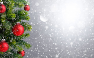 Картинка праздничные ёлки ёлка шарики снег