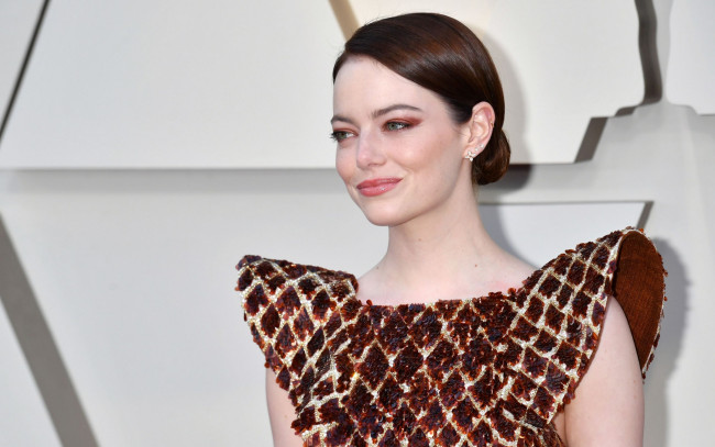 Обои картинки фото девушки, emma stone, платье