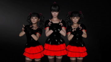 Картинка 3д+графика люди+ people три девушки косички