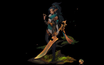 Картинка фэнтези эльфы девушка эльф меч