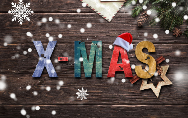 Обои картинки фото праздничные, - разное , новый год, снежинки, надпись, ёлка