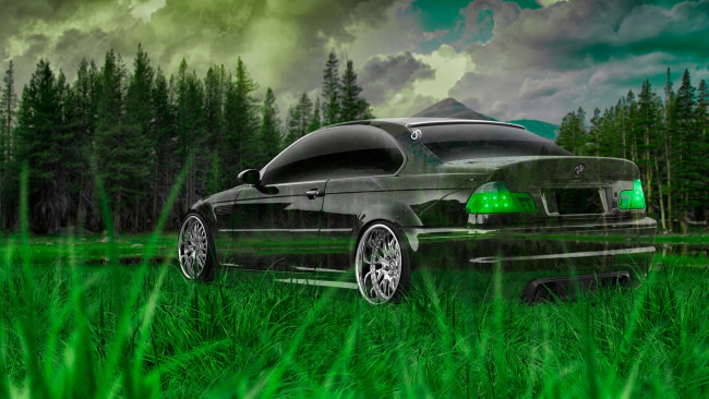 Обои картинки фото разное, компьютерный дизайн, бмв, трава, тес, природа