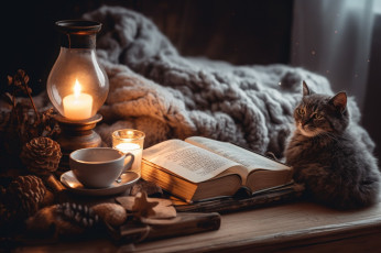 обоя 3д графика, животные , animals, натюрморт, кот