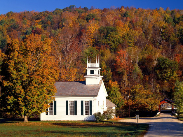 Обои картинки фото chapel, on, the, green, west, arlington, vermont, города, католические, соборы, костелы, аббатства
