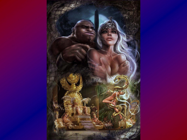 Обои картинки фото танец, со, змеей, фэнтези, люди