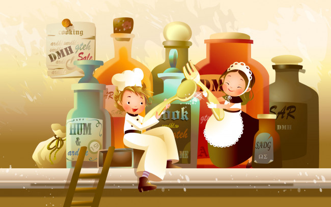 Обои картинки фото рисованные, дети