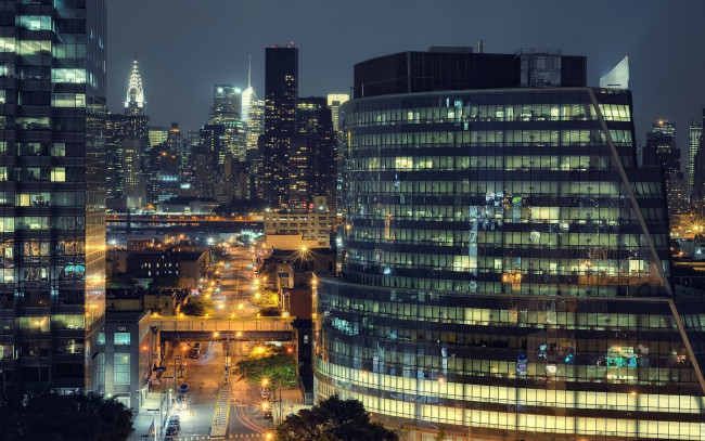 Обои картинки фото города, нью, йорк, сша, nyc, usa, night, queens, new, york, city, long, island