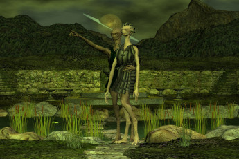 Картинка 3д графика creatures существа растения планета горы