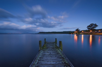 Картинка waitetoko new zealand природа реки озера новая зеландия озеро огни мостик