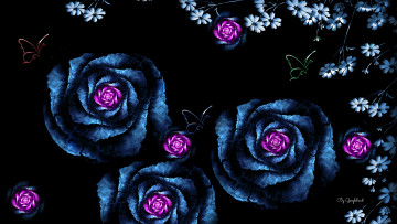 Картинка 3д графика flowers цветы бабочки