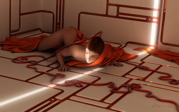 Картинка 3д графика creatures существа девушка комната аппарат