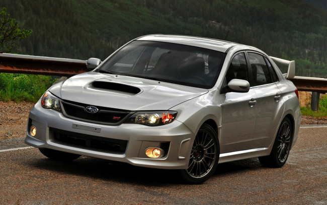 Обои картинки фото subaru, impreza, автомобили, серая, шоссе