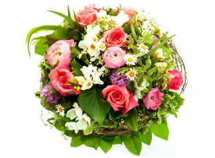 Картинка цветы букеты +композиции букет фрезии ранункулюс лютик розы