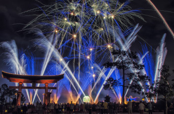 Картинка города диснейленд фейерверк парк ночь