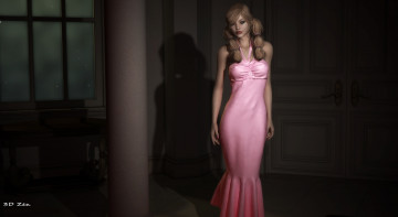 Картинка 3д+графика people+ люди девушка взгляд платье