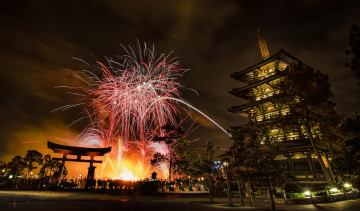 Картинка города диснейленд фейерверк парк ночь