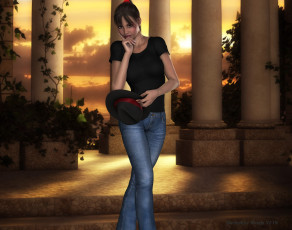 Картинка 3д+графика люди+ people взгляд фон девушка