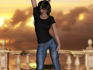 обоя 3д графика, люди , people, взгляд, девушка, фон