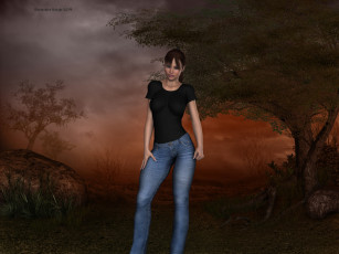 обоя 3д графика, люди , people, фон, взгляд, девушка