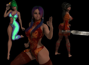 Картинка 3д+графика фантазия+ fantasy девушки поза фон взгляд оружие