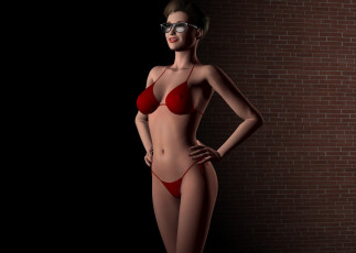 Картинка 3д+графика люди+ people девушка взгляд фон улыбка