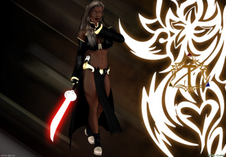 Картинка 3д+графика фантазия+ fantasy знак оружие взгляд фон девушка