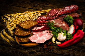 Картинка еда колбасные+изделия хлеб колбаса ветчина балык перец чеснок