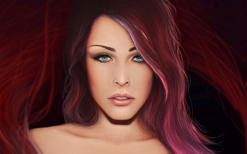 Картинка рисованное люди взгляд фон рыжая девушка