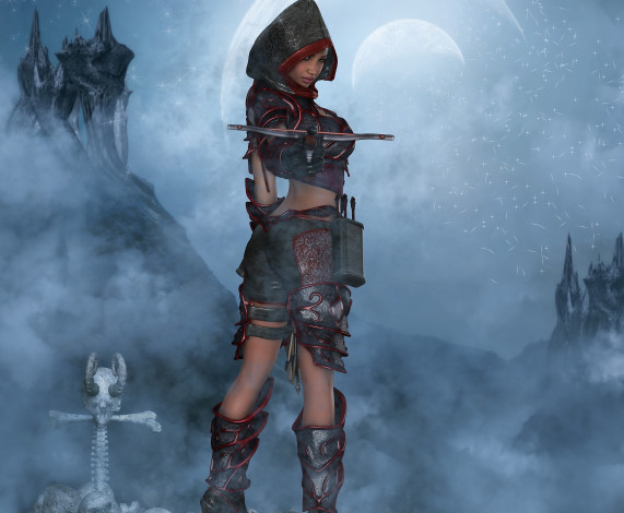 Обои картинки фото 3д графика, амазонки , amazon, фон, взгляд, девушка