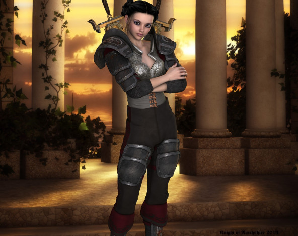 Обои картинки фото 3д графика, люди , people, фон, взгляд, девушка